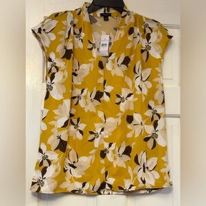 Ann Taylor Factory Yellow Floral Blouse